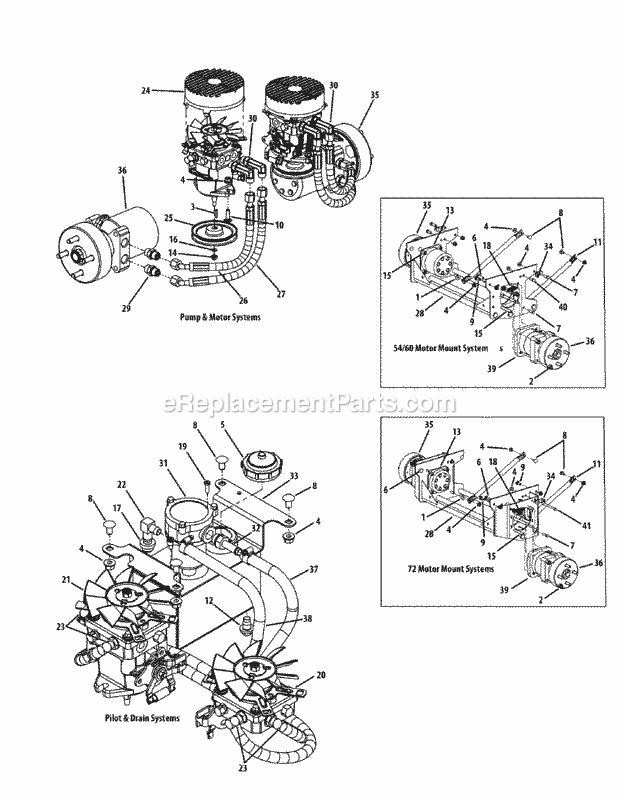 Hydro Hose & Pump Assembly Diagram and Parts List for M54-KH (53BH8CT4050) (2011 & After) Cub Cadet Sprayer